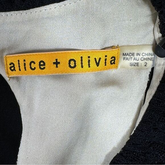 Alice + Olivia Odette Lace Top Halter Mini Sheath Dress Black Size 2 Coquette - Picture 10 of 13